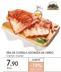 Supermercados Plaza Caysan tira de costilla adobada de cerdo oferta