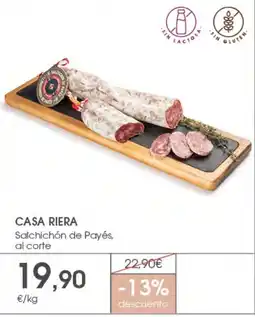 Supermercados Plaza Casa Riera salchichón de Payés oferta
