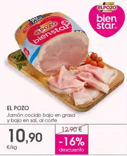 Supermercados Plaza El Pozo jamón cocido bajo en grasa y bajo en sal, al corte oferta