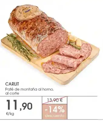 Supermercados Plaza Carlit paté de montaña al horno, al corte oferta