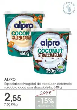 Supermercados Plaza Alpro especialidad vegetal de coco con caramelo salado o coco con stracciatella oferta