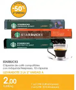 Supermercados Plaza starbucks cápsulas de café compatibles con máquinas nespresso oferta