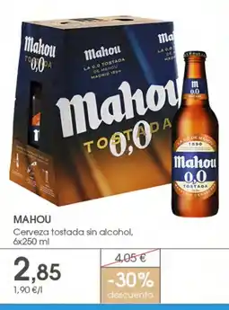 Supermercados Plaza Mahou cerveza tostada sin alcohol oferta