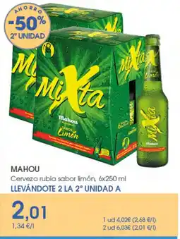 Supermercados Plaza Mahou cerveza rubia sabor limón oferta