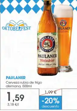 Supermercados Plaza Paulaner cerveza rubia de trigo oferta