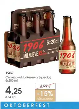 Supermercados Plaza 1906 cerveza rubia reserva especial oferta