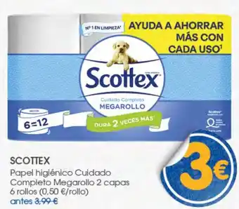 Scottex papel higiénico cuidado completo megarollo 2 capas