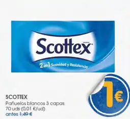 Supermercados Plaza Scottex pañuelos blancos 3 capas oferta