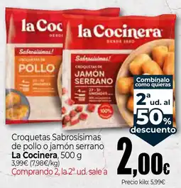 Unide Market la Cocinera croquetas de pollo o jamón serrano oferta