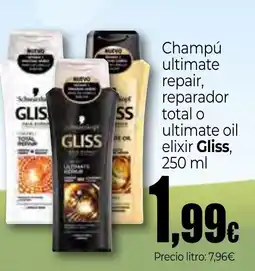 Unide Market Gliss champú ultimate repair, reparador total o ultimate oil elixir oferta