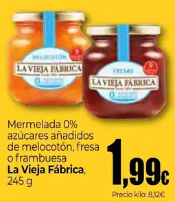Unide Market La Vieja Fábrica mermelada 0% azúcares añadidos de melocotón, fresa o frambuesa oferta