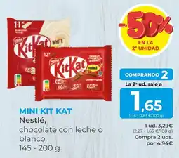 SPAR Gran Canaria Nestlé mini kit kat chocolate con leche o blanco oferta