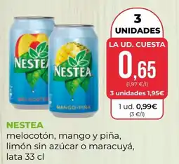 SPAR Gran Canaria Nestea melocotón, mango y piña, limón sin azúcar o maracuyá oferta