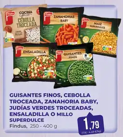 SPAR Gran Canaria Findus guisantes finos, cebolla troceada, zanahoria baby, judías verdes troceadas, ensaladilla o millo superdulce oferta