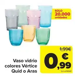 Carrefour Vaso vidrio colores Vértice Quid o Aras oferta
