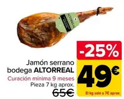 Carrefour Jamón serrano bodega ALTORREAL oferta