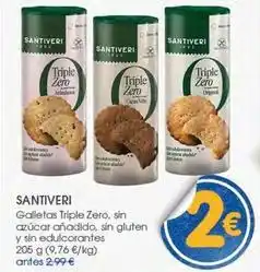 Supermercados Plaza Santiveri - galletas triple zero, sin azucar anadido, sin gluten y sin edulcorantes oferta