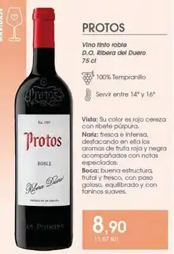 Supermercados Plaza Protos - vino tinto roble d.o. ribera del duero oferta