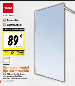 Obramat Teka - mampara frontal fija 90cm walkin oferta