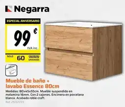 Obramat Solo - mueble de bano + lavabo essence 80cm oferta