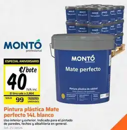 Obramat Monto - pintura plástica mate perfecto 14l blanco oferta