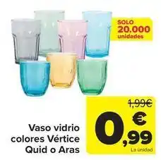 Carrefour Vaso vidrio colores vértice quid o aras oferta