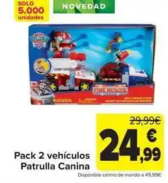 Carrefour Túnel de lavado hot wheels o pack 2 vehículos patrulla canina oferta