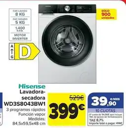Carrefour Hisense - lavadora-secadora wd3s8043bw1 oferta