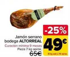 Carrefour Altorreal - jamón serrano bodega oferta