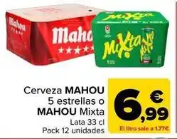 Carrefour Mahou - cerveza 5 estrellas o mixta oferta