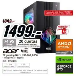 MediaMarkt Acer - pc gaming nitro n30-100, b850 oferta