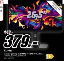 MediaMarkt Msi - monitor gaming 26.5 mag 274qp q-oled x24 oferta