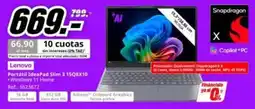 MediaMarkt Lenovo - portatil ideapad slim 3 snapa/ windows 11 hoover/fiore oferta