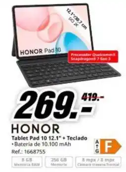 MediaMarkt Honor - tablect pad 10 12.2 + teclado oferta