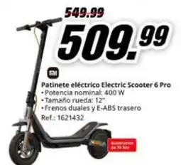 MediaMarkt Xiaomi - patinete eléctrico electric scooter 6 pro oferta