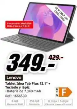 MediaMarkt Lenovo - tablet idea tab plus 12,1- teclado y lapiz oferta