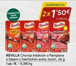 Minymas Revilla - chorizo tradición o pampiona o salami o salchichon extra, lonch oferta