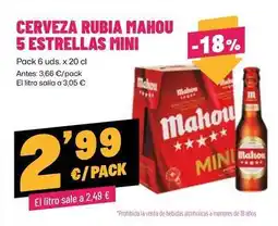 AhorraMas Mahou - cerveza rubia 5 estrellas mini oferta