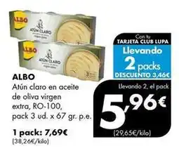 Supermercados Lupa Albo - atún claro en aceite de oliva virgen extra oferta