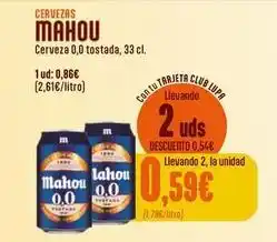 Supermercados Lupa Mahou - cerveza 0.0 tostada oferta