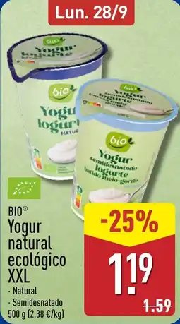 ALDI bio Yogur natural ecológico XXL oferta