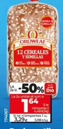 Dia Oroweat 12 cereales y semillas oferta