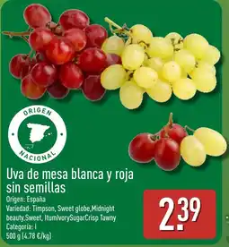 ALDI Uva de mesa blanca y roja sin semillas oferta
