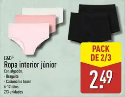 ALDI L&D ropa interior júnior oferta