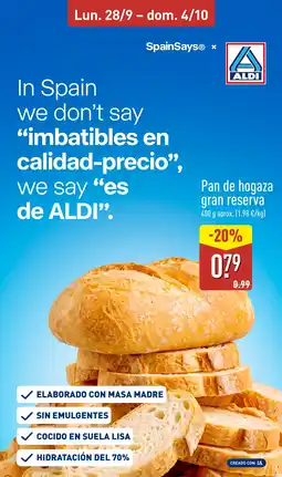 ALDI ALDI pan de hogaza gran reserva oferta