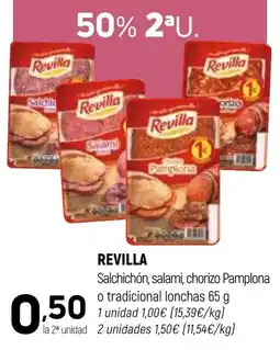 Coviran Revilla salchichón, salami, chorizo Pamplona o tradicional lonchas oferta