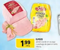 Coviran Elpozo jamón cocido en su jugo o pechuga de pavo al corte oferta