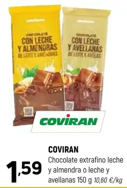 Coviran Coviran chocolate extrafino leche y almendra o leche y avellanas oferta