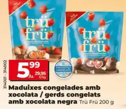 Dia Trü Frü maduixes congelades amb xocolata / gerds congelats amb xocolata negra oferta