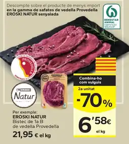 Caprabo Eroski natur bistec de 1a b de vedella provedella oferta
